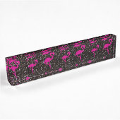 Schwarzer Glitterrosaflamingo Namensplakette