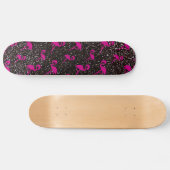 Schwarzer Glitterrosaflamingo Skateboard (Horizontal)