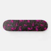 Schwarzer Glitterrosaflamingo Skateboard (Horizontal)