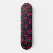 Schwarzer Glitterrosaflamingo Skateboard (Vorderseite)