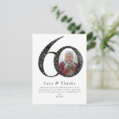 Schwarzer Glitzer 60. Geburtstag Foto Dankeskarte (Stehend Vorderseite)