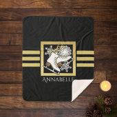 Schwarzer Glitzer Abbildung Skaten / Ice Skaten Sherpadecke