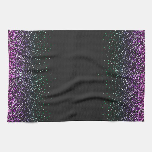 Schwarzer Glitzer Akzent Geschirrtuch (Horizontal)