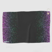 Schwarzer Glitzer Akzent Golfhandtuch (Horizontal)