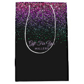 Schwarzer Glitzer Akzent Mittlere Geschenktüte (Vorderseite)