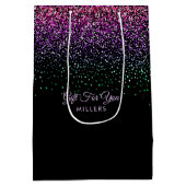 Schwarzer Glitzer Akzent Mittlere Geschenktüte (Rückseite)