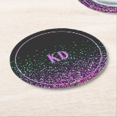 Schwarzer Glitzer Akzent Runder Pappuntersetzer (Angewinkelt)