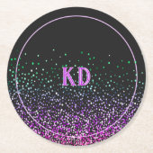 Schwarzer Glitzer Akzent Runder Pappuntersetzer (Vorderseite)