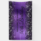 Schwarzer Glitzer Amethyst Foil 50. Geburtstag Wil Banner (Vertikal)