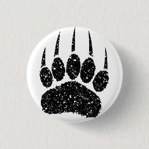 Schwarzer Glitzer Bärenpaw Print Zeichnend Button
