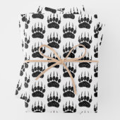 Schwarzer Glitzer Bärenpaw Print Zeichnend Geschenkpapier Set (Beispiel)
