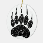 Schwarzer Glitzer Bärenpaw Print Zeichnend Keramik Ornament (Links)