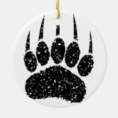 Schwarzer Glitzer Bärenpaw Print Zeichnend Keramik Ornament (Hinten)