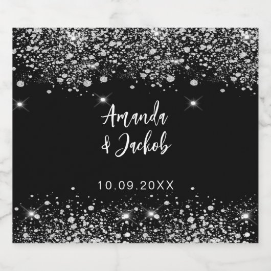 Schwarzer Glitzer Bierflaschenetikett (Einzelnes Label)