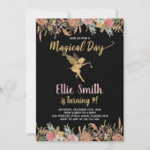 Schwarzer Glitzer Blumenzucht Geburtstagseinladung Einladung (Vorderseite)