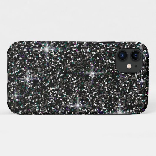 Schwarzer Glitzer Case-Mate iPhone Hülle (Rückseite (Horizontal))