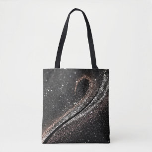 Schwarzer Glitzer Chic Modernes Elegantes Tasche