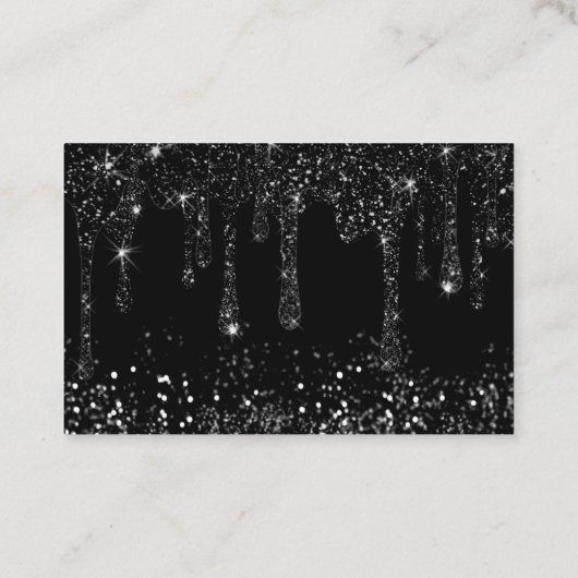 Schwarzer Glitzer Dank Packungsbeilage Visitenkarte (Rückseite)