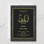 Schwarzer Glitzer, der Geburtstag des Gerahmten Ma Einladung (Vorderseite)