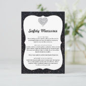 Schwarzer Glitzer Diamantherzschutz Begleitkarte (Stehend Vorderseite)