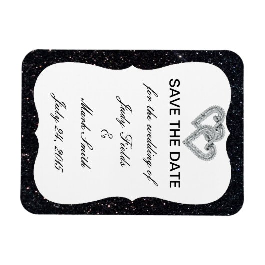 Schwarzer Glitzer Diamantpfeile speichern das Datu Magnet (Horizontal)