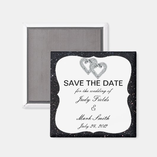 Schwarzer Glitzer Diamantpfeile speichern das Datu Magnet (Vorderseite/Rückseite)