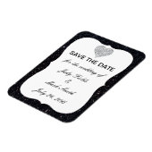Schwarzer Glitzer Diamond Heart speichern Datum Ma Magnet (Linke Seite)