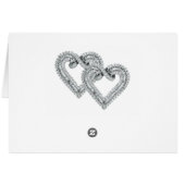 Schwarzer Glitzer Diamond Hearts Table Platzkarte (Rückseite Horizontal)