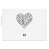 Schwarzer Glitzer Diamond Herz-Platzkarte (Rückseite Horizontal)
