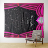 Schwarzer Glitzer Diamond Herz rosa Vorhang Hinter Wandteppich (Beispiel (Horizontal))