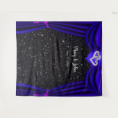 Schwarzer Glitzer Diamond Hört blauer Vorhang Hint Wandteppich (Vorderseite (Horizontal))