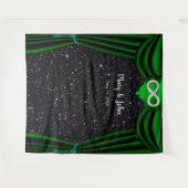 Schwarzer Glitzer Diamond Infinity Green Vorhang Wandteppich (Vorderseite (Horizontal))