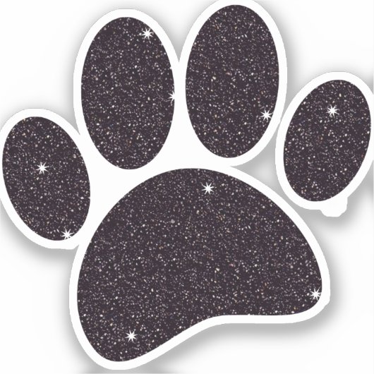 Schwarzer Glitzer Dog Pawprint Aufkleber (Vorderseite)