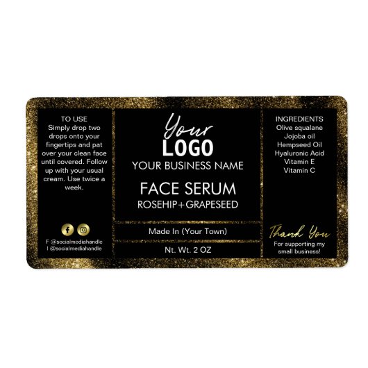 Schwarzer Glitzer-Effekt Ölserum (Vorne)