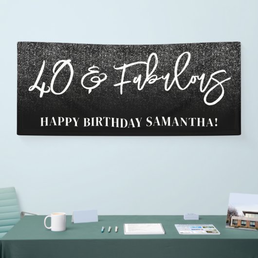 Schwarzer Glitzer Farbblock 40 und fabelhaft Banner (Messe)