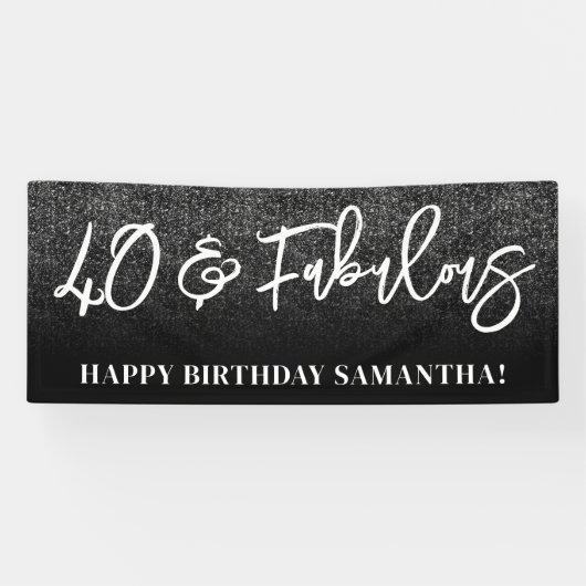 Schwarzer Glitzer Farbblock 40 und fabelhaft Banner (Horizontal)