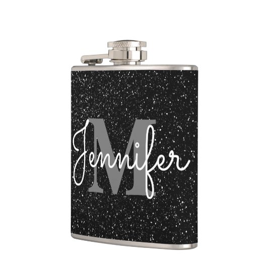 Schwarzer Glitzer Flachmann (Links)