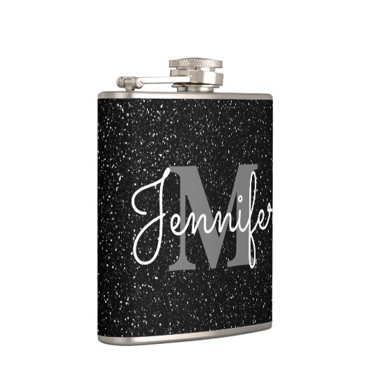 Schwarzer Glitzer Flachmann (Rechts)