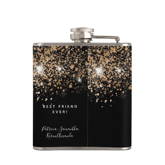 Schwarzer Glitzer Flachmann (Rückseite)