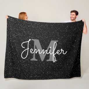 Schwarzer Glitzer Fleecedecke