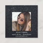 Schwarzer Glitzer | FOTO | QR-Code für soziale Med Quadratische Visitenkarte (Vorderseite)