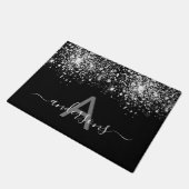 Schwarzer Glitzer Fußmatte (Schrägansicht)