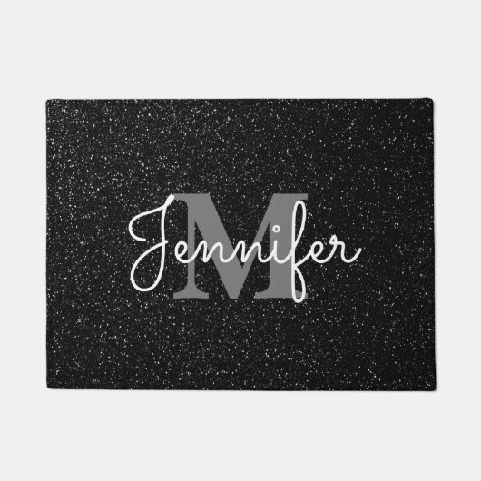 Schwarzer Glitzer Fußmatte (Vorderseite)