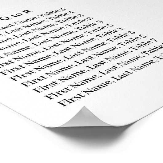 Schwarzer Glitzer Geburtstag Alphabetischer Sitzpl Poster (Ecke)