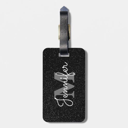 Schwarzer Glitzer Gepäckanhänger (Rückseite vertikal)