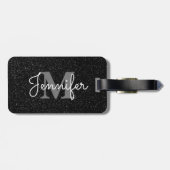 Schwarzer Glitzer Gepäckanhänger (Rückseite horizontal)