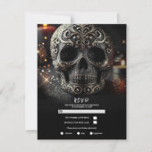 Schwarzer Glitzer Glam Sparkle Skull Gothic UAWG Einladung (Vorderseite)