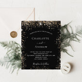 Schwarzer Glitzer glänzt elegante Hochzeitsfeier Flyer