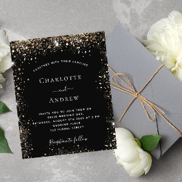 Schwarzer Glitzer glänzt elegante Hochzeitsfeier Flyer