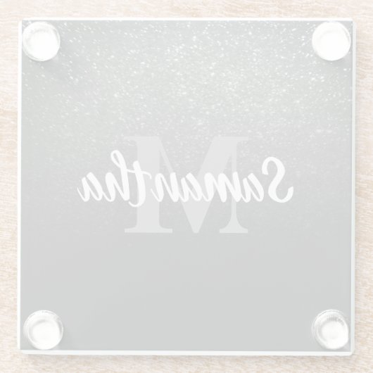 Schwarzer Glitzer Glasuntersetzer (Rückseite)